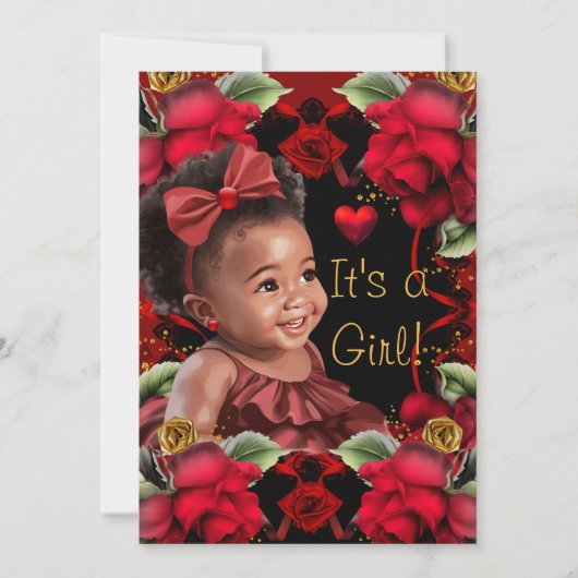Etnisch Baby shower Meisje Red Rose Kaart (Voorkant)