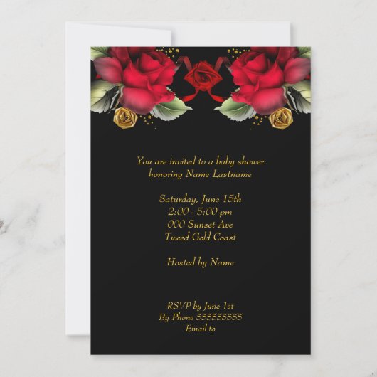 Etnisch Baby shower Meisje Red Rose Kaart (Achterkant)