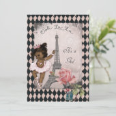 Etnisch Baby shower van prinses Ballerina Eiffel T Kaart (Staand voorkant)