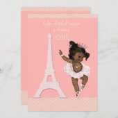 Etnisch Ballerina Eiffel Tower Chevron 1e verjaard Kaart (Voorkant / Achterkant)