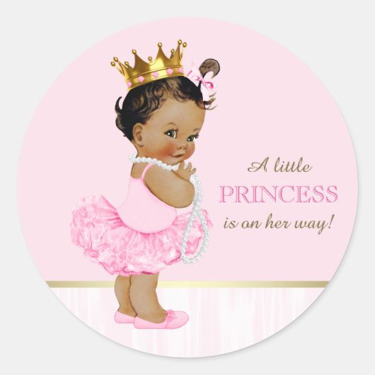 Etnisch Ballerina Princess Tutu-Baby shower Ronde Sticker (Voorkant)