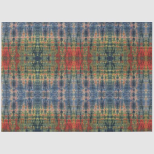 Etnisch blauw groen kleuren traditioneel patroon tissuepapier (Voorkant)