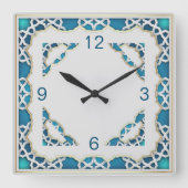 etnisch blauw vierkante klok (Voorkant)