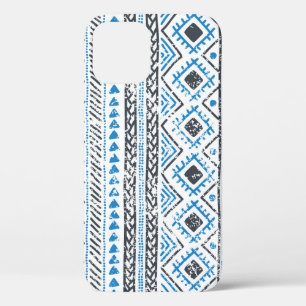 Etnisch blauw, witte naadloze achtergrond. Case-Mate iPhone case