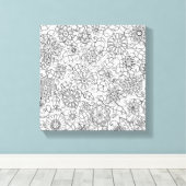 Etnisch Bloemen Doodle 6 Canvas Afdruk (Insitu (Houten vloer))