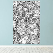 Etnisch Bloemen Geïnspireerd 6 Canvas Afdruk (Insitu (Houten vloer))