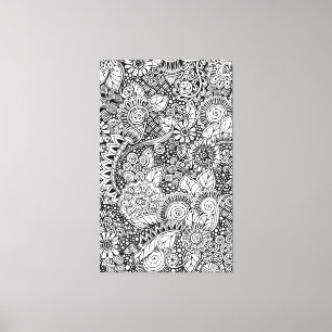 Etnisch Bloemen Geïnspireerd 6 Canvas Afdruk