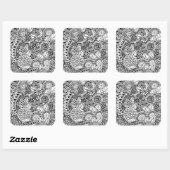 Etnisch Bloemen Geïnspireerd Vierkante Sticker (Vel)