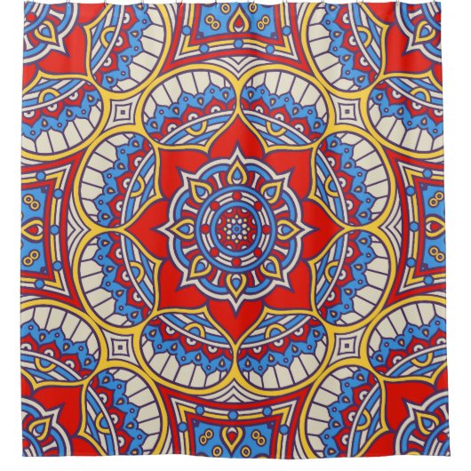 Etnisch bloemig, naadloos bohemien patroon. douchegordijn (Voorkant)