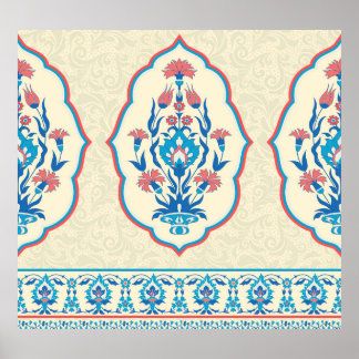 Etnisch bloemweefsel: naadloze elegantie poster