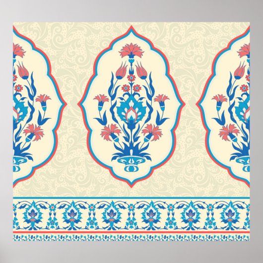 Etnisch bloemweefsel: naadloze elegantie poster (Voorkant)