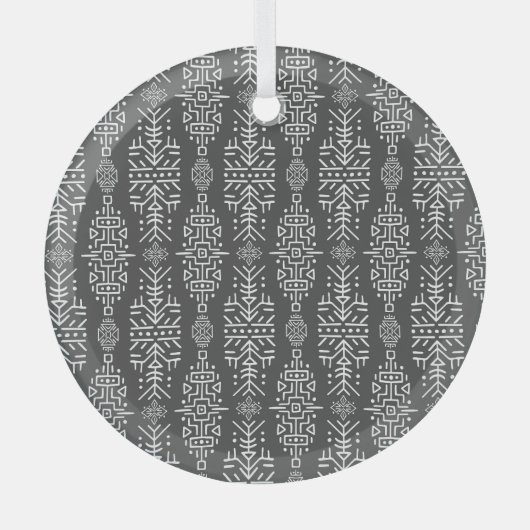 Etnisch Boho Chic: naadloos stamontwerp Glas Ornament (Voorkant)
