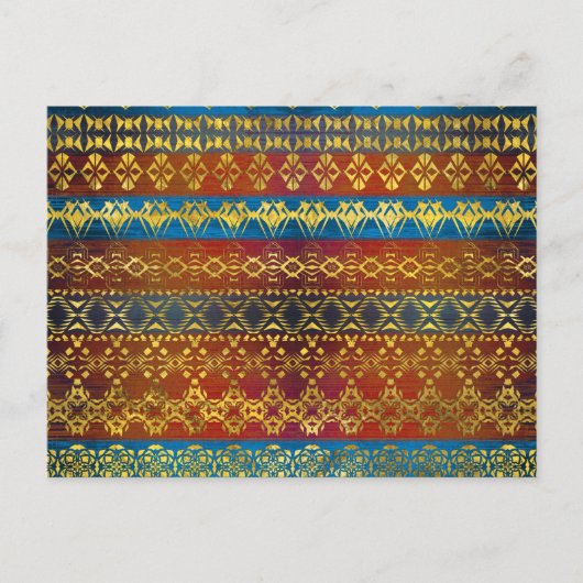 Etnisch Boho Golden Pattern op schilderde textuur Briefkaart (Voorkant)