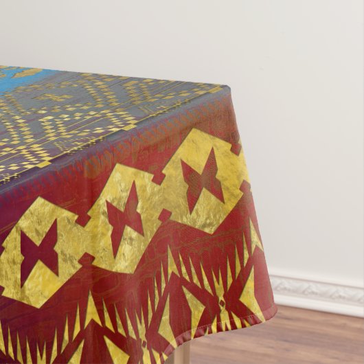 Etnisch Boho Golden Pattern op schilderde textuur Tafelkleed (Voorbeeld)