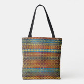 Etnisch Boho Golden Pattern op schilderde textuur Tote Bag (Achterkant)