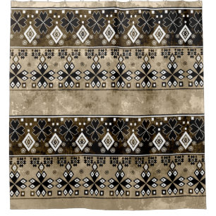 Etnisch boho grunge patroon. Tribale oude kunstdru Douchegordijn