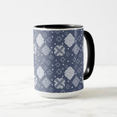 etnisch boho maakt blauw patroon . mok (Voorkant rechts)