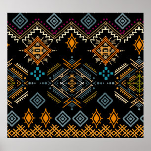 Etnisch Boho Ornament naadloos patroon Poster