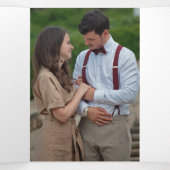 Etnisch Bruin  Bloemboog Indische bruiloft Drieluik Uitnodiging (Binnenkant midden)