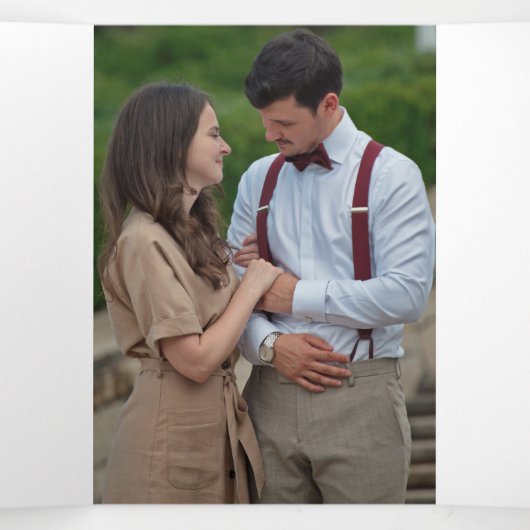 Etnisch Bruin  Bloemboog Indische bruiloft Drieluik Uitnodiging (Binnenkant midden)