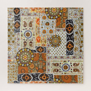 Etnisch digitaal Abstract: naadloos patroon Legpuzzel