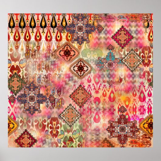Etnisch Digitaal Abstract Naadloos Patroon Poster (Voorkant)