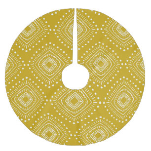 Etnisch geometrisch patroon: goudgeel, wit kerstboom rok