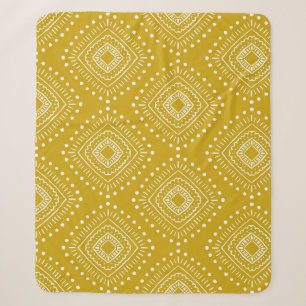 Etnisch geometrisch patroon: goudgeel, wit sherpa deken