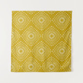 Etnisch geometrisch patroon: goudgeel, wit wandkleed (Voorkant)