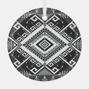 Etnisch geometrische Indiase grens, abstract. Glas Ornament
