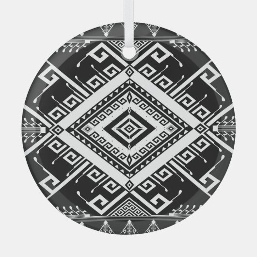 Etnisch geometrische Indiase grens, abstract. Glas Ornament (Voorkant)