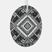 Etnisch geometrische Indiase grens, abstract. Glas Ornament (Voorkant Rechts)