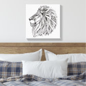 Etnisch geschilderde leeuwenkop 6 canvas afdruk (Insitu (Slaapkamer))