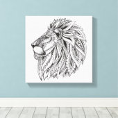 Etnisch geschilderde leeuwenkop 6 canvas afdruk (Insitu (Houten vloer))