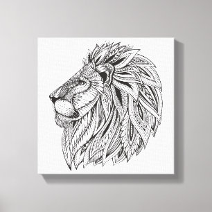 Etnisch geschilderde leeuwenkop 6 canvas afdruk
