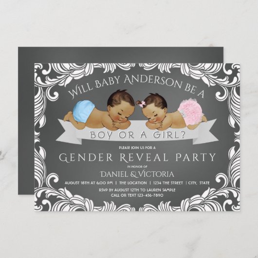 Etnisch geslacht onthullen Baby shower uitnodiging (Voorkant / Achterkant)