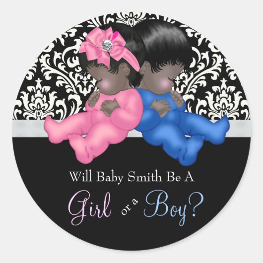 Etnisch geslacht onthult Baby shower Ronde Sticker (Voorkant)