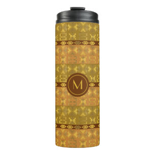 Etnisch gouden afrikaans patroon. Adinkra. Thermal Thermosbeker