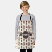 Etnisch grijs crème minimaal patroon schort (Gedragen)