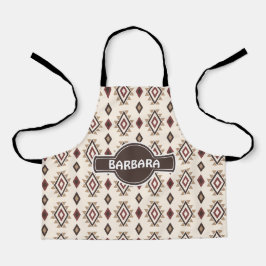 Etnisch grijs crème minimaal patroon schort