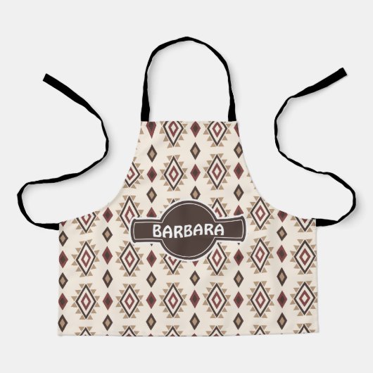 Etnisch grijs crème minimaal patroon schort (Voorkant)