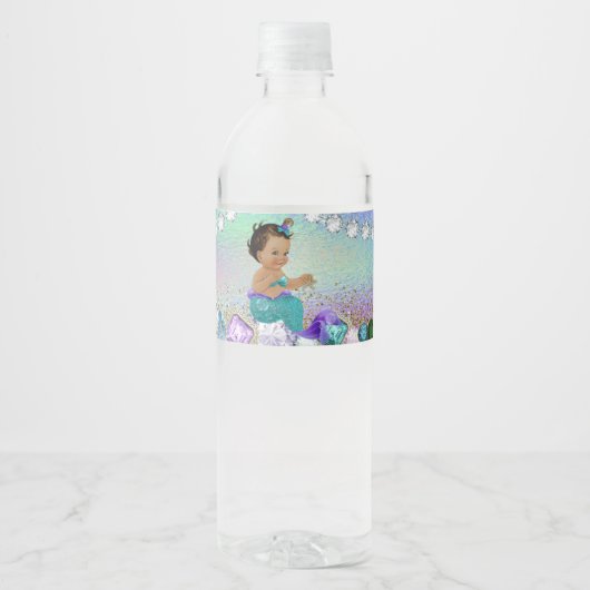 Etnisch Jewel Mermaid Baby shower Waterfles Etiket (Voorkant)