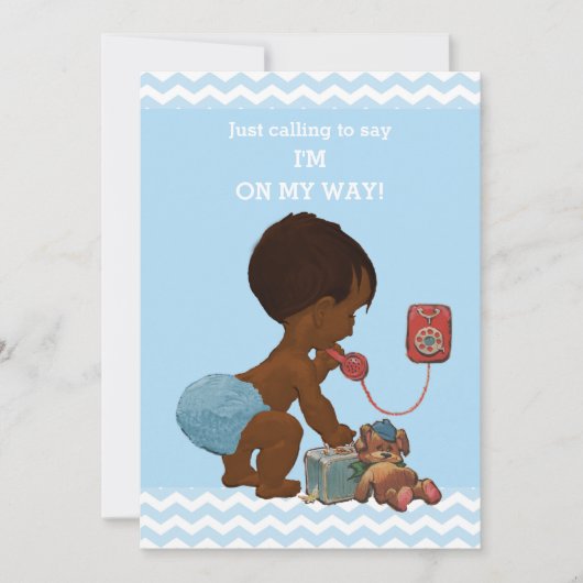  Etnisch Jongen op Telefoon Baby shower Chevrons Kaart (Voorkant)