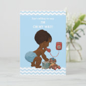 Etnisch Jongen op Telefoon Baby shower Chevrons Kaart (Staand voorkant)
