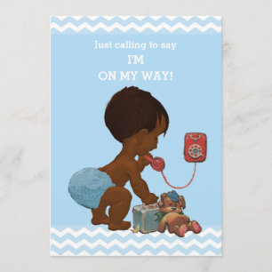 Etnisch Jongen op Telefoon Baby shower Chevrons Kaart