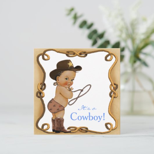 Etnisch klein cowboy Baby shower Kaart (Staand voorkant)