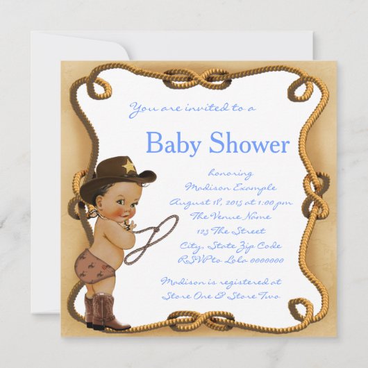 Etnisch klein cowboy Baby shower Kaart (Achterkant)