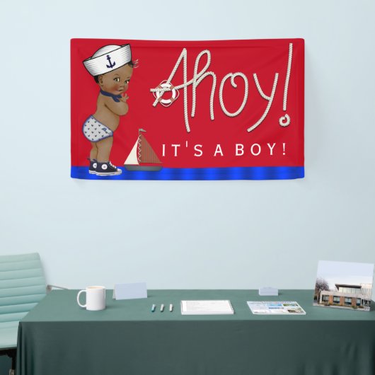 Etnisch klein zeilster nautisch Baby shower Spandoek (Beurs)