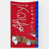 Etnisch klein zeilster nautisch Baby shower Spandoek (Verticaal)