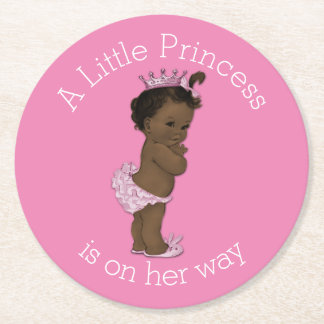 Etnisch Kleine Prinses Baby shower Roze Ronde Kartonnen Onderzetter